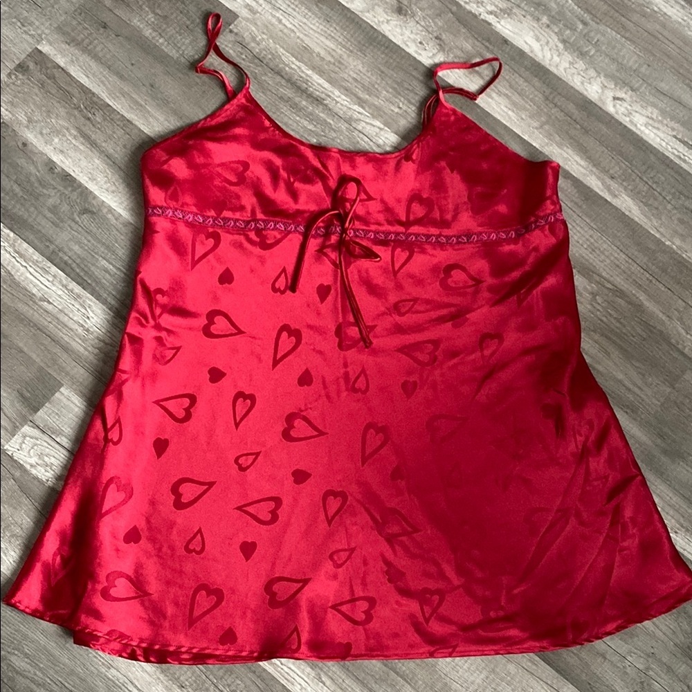 ❤️ 3/$15 Chic Red Heart Satin Lingerie Dress